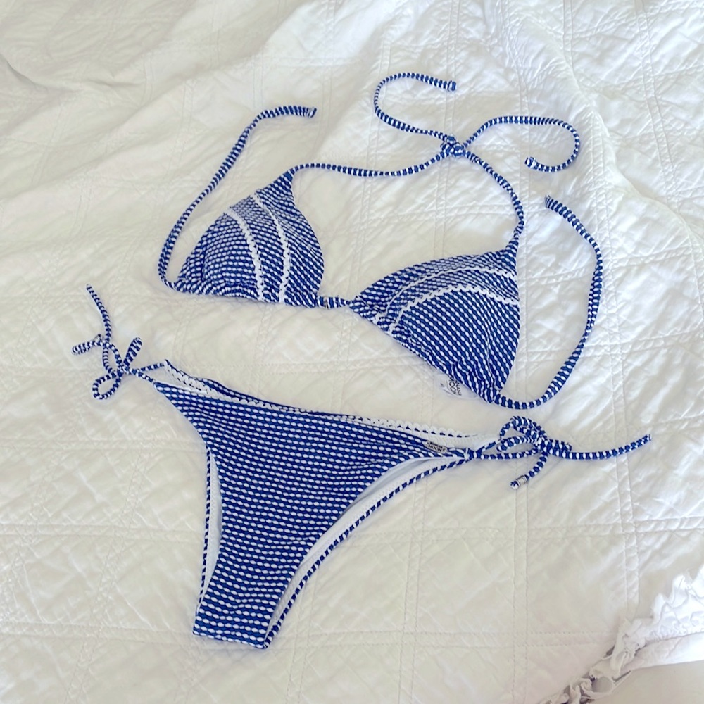 Blue and White Bikini